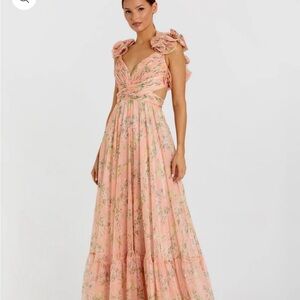 Mac Duggal Pink Asymmetrical Ruffled Gown